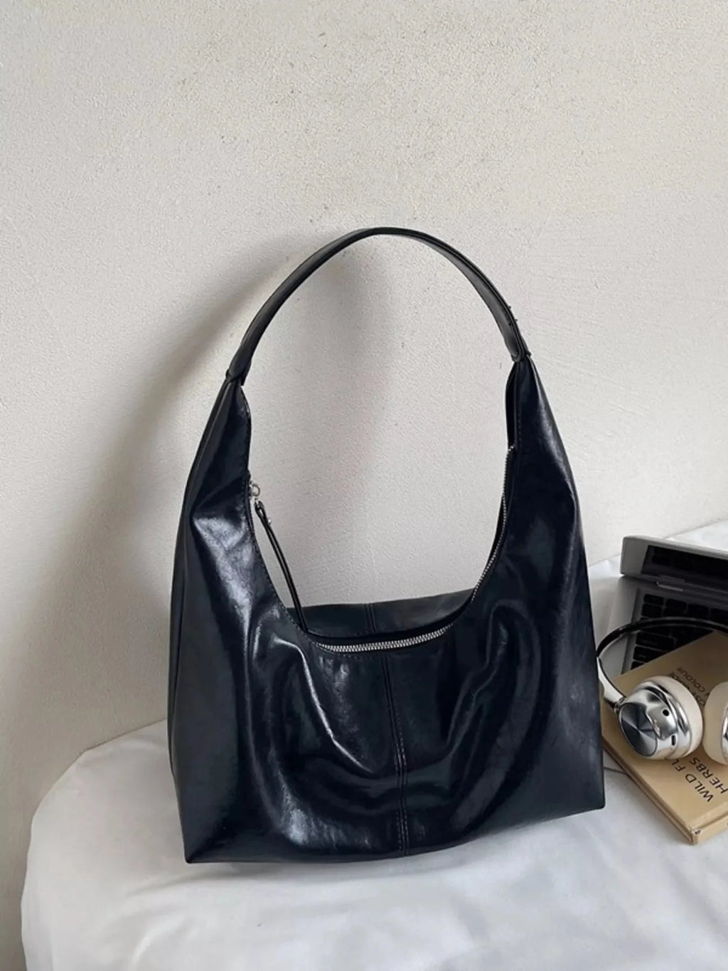 PU Leather Hobo Shoulder Bag