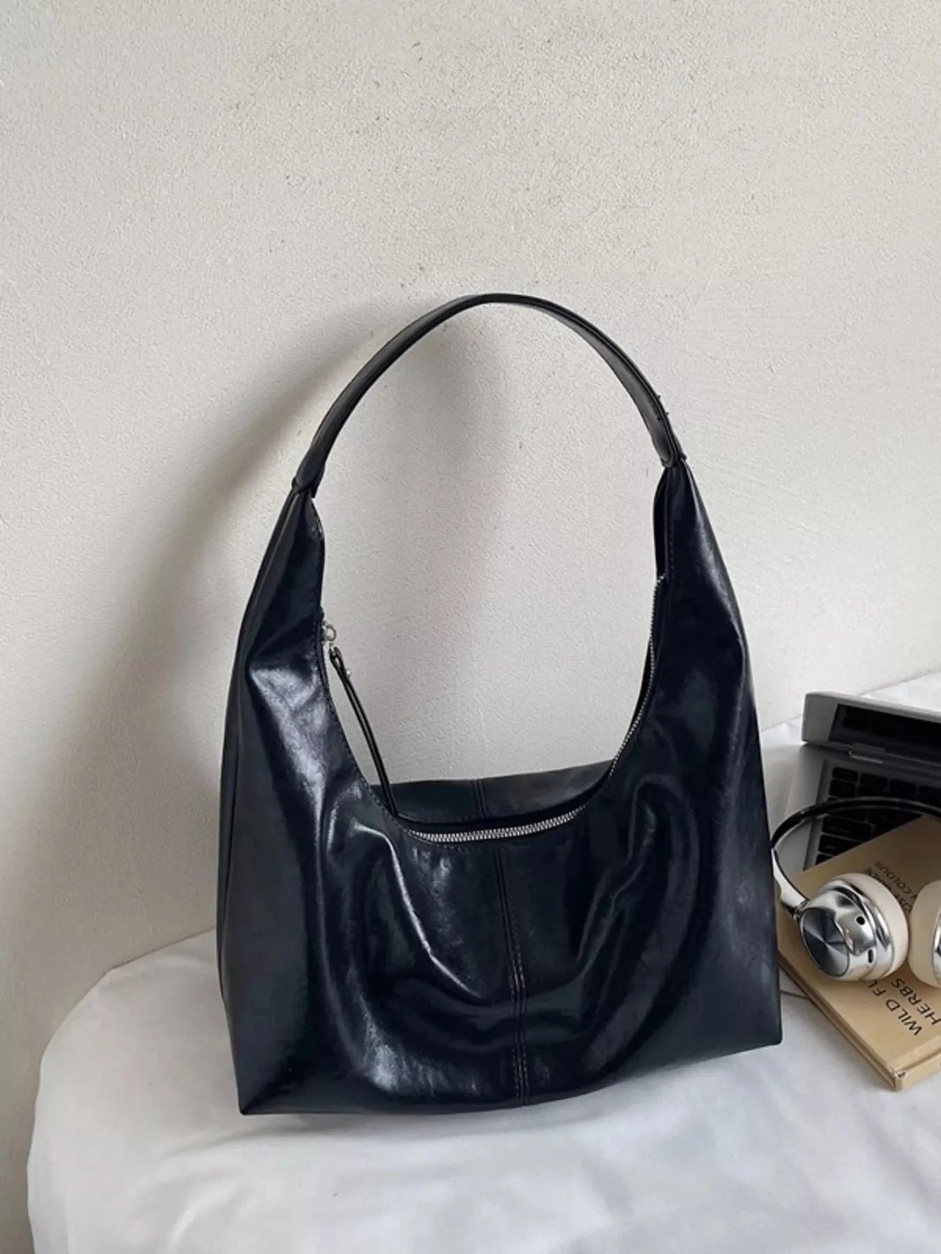 PU Leather Hobo Shoulder Bag