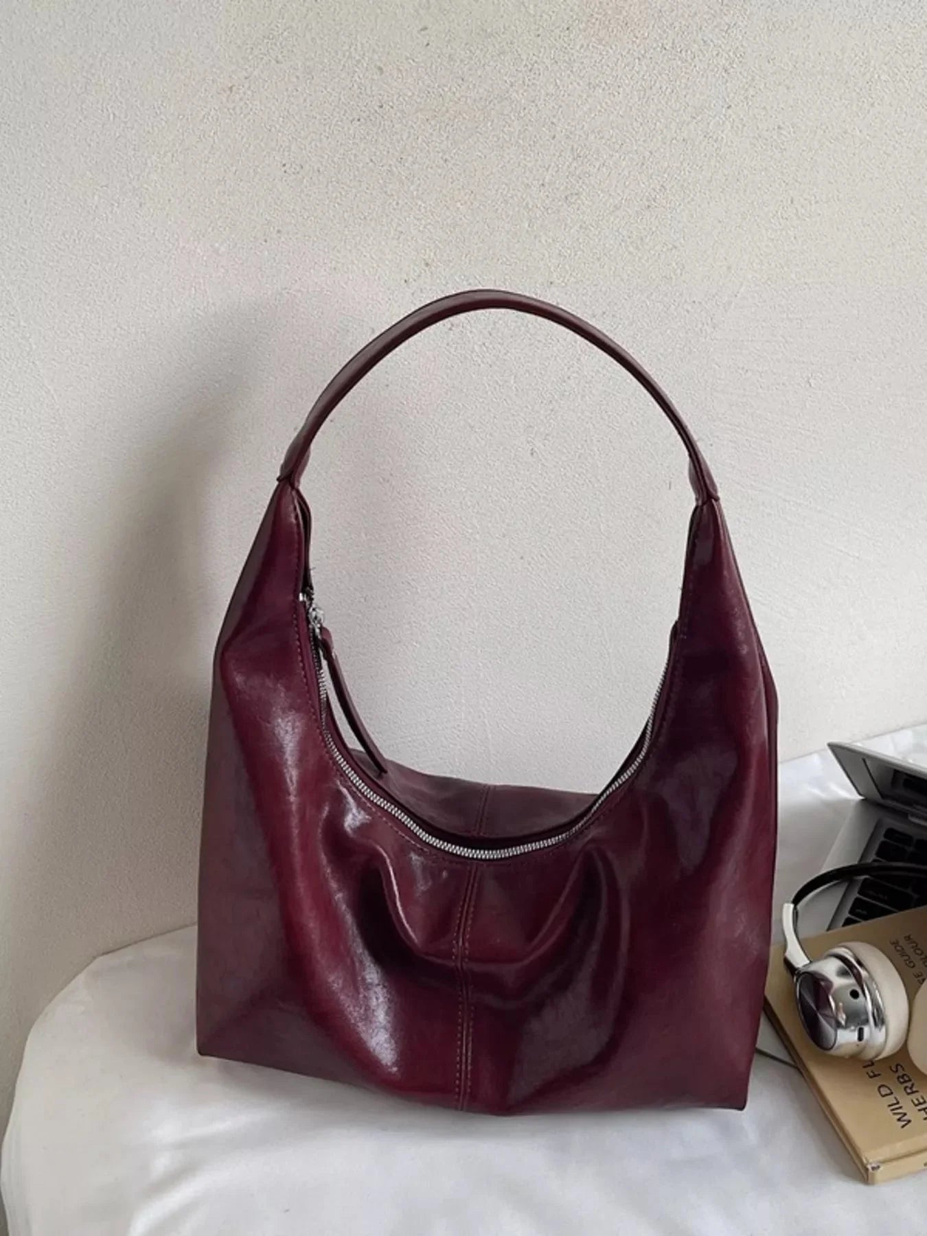 PU Leather Hobo Shoulder Bag