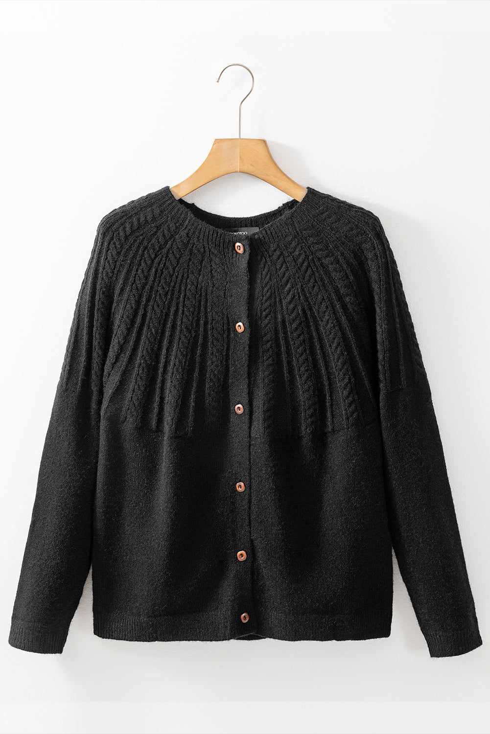 Red Dahlia Solid Color Textured Detail Button Down Long Sleeve Sweater Cardigan