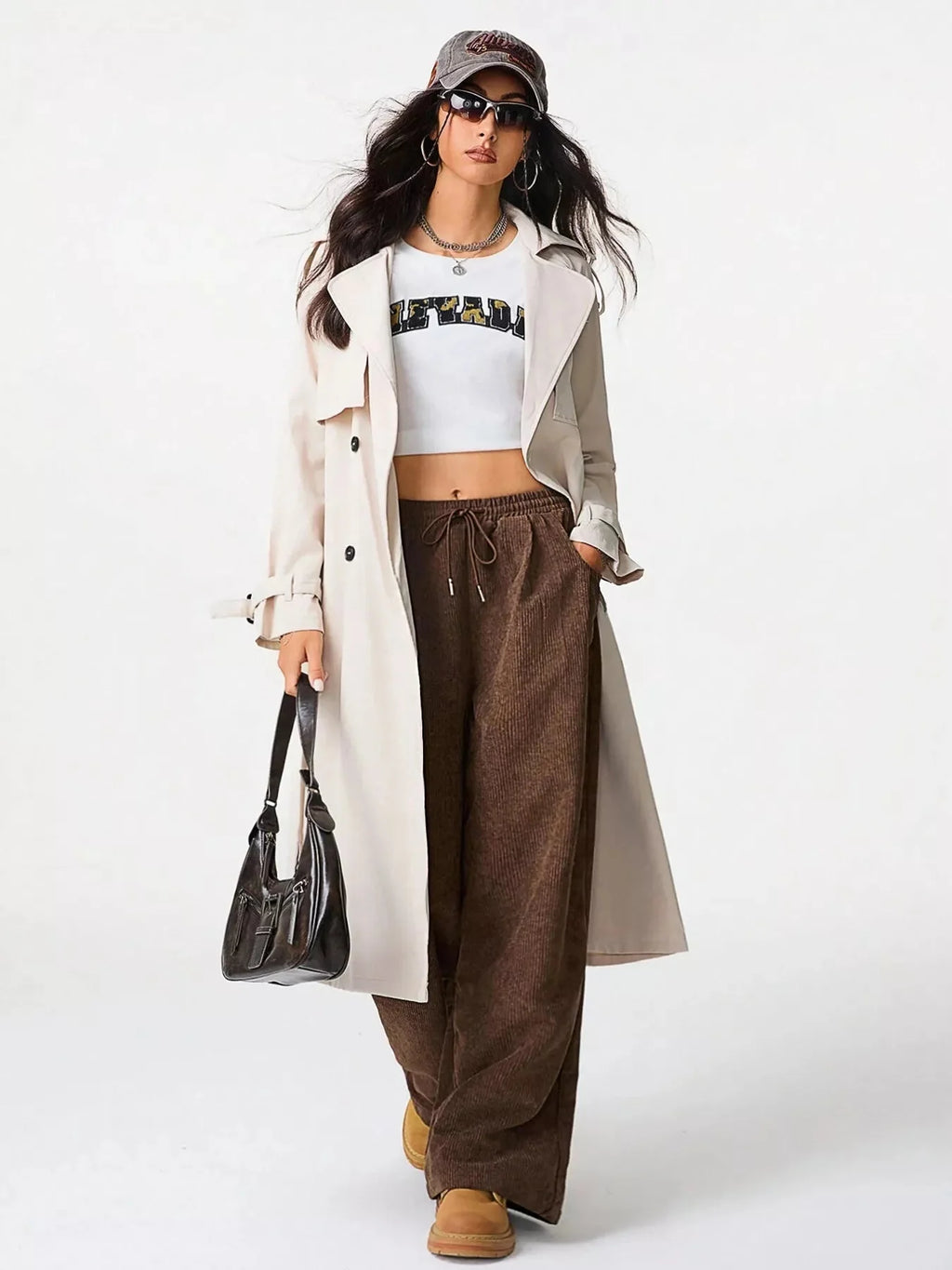 Relaxed Fit Corduroy Pants with Drawstring