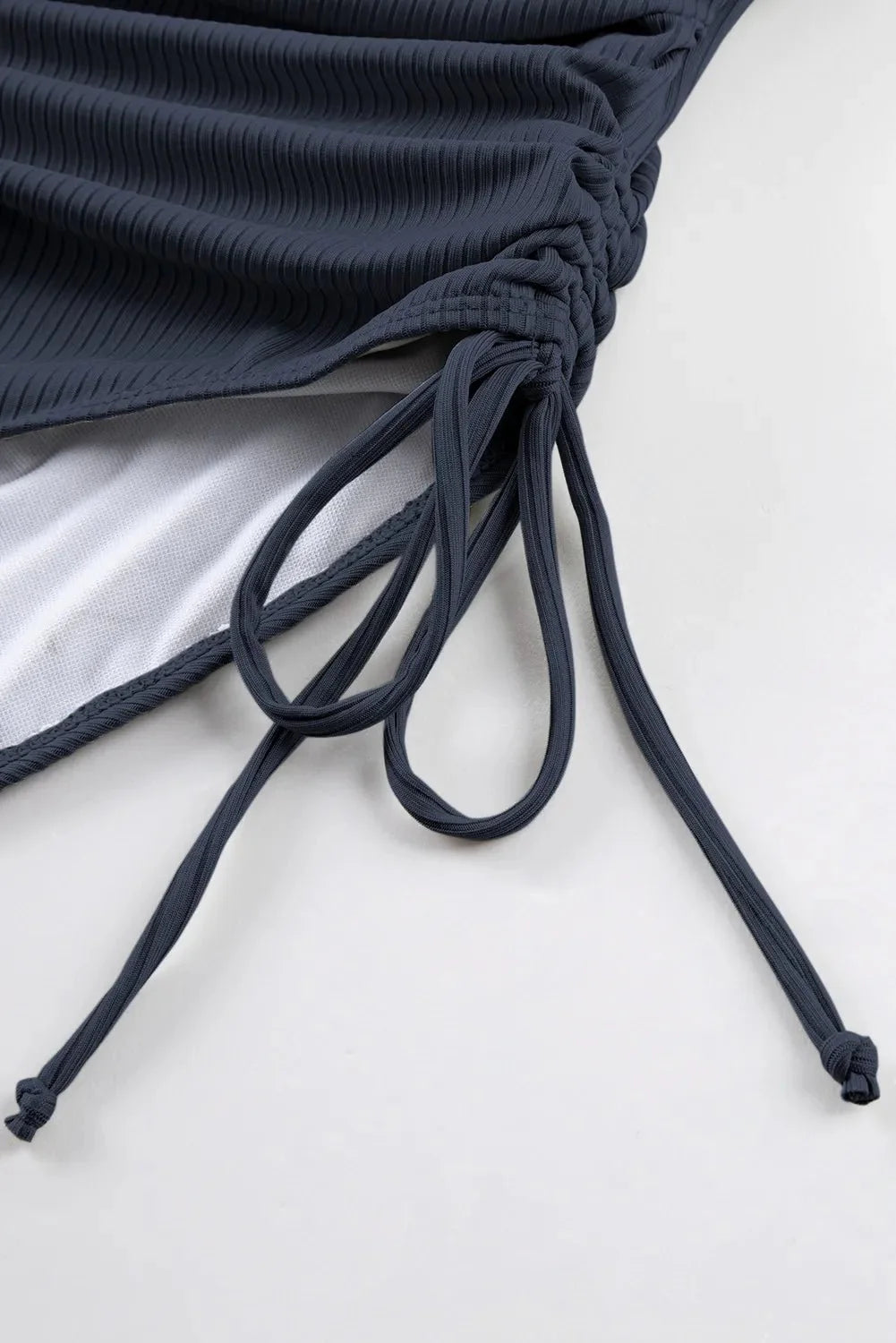 Ribbed Drawstring Sides Cutout One Piece Swimsuit