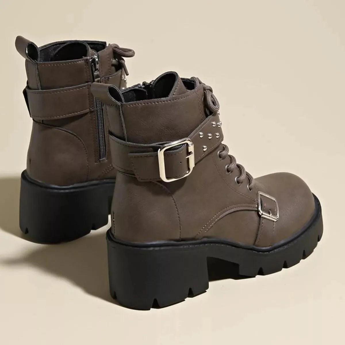 Round Toe Block Heels Boots