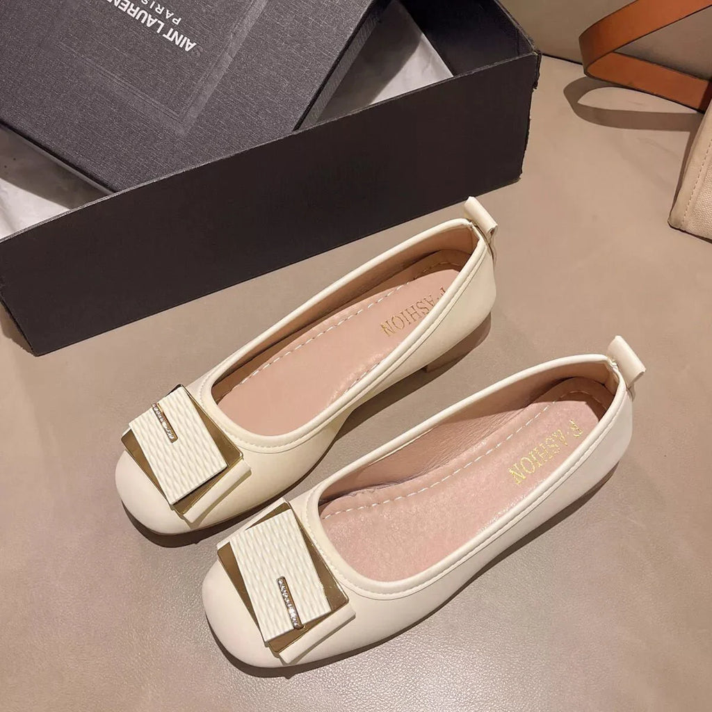 Round Toe Block Heels Slip-Ons