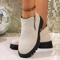 Round Toe Side Zip Ankle Boots