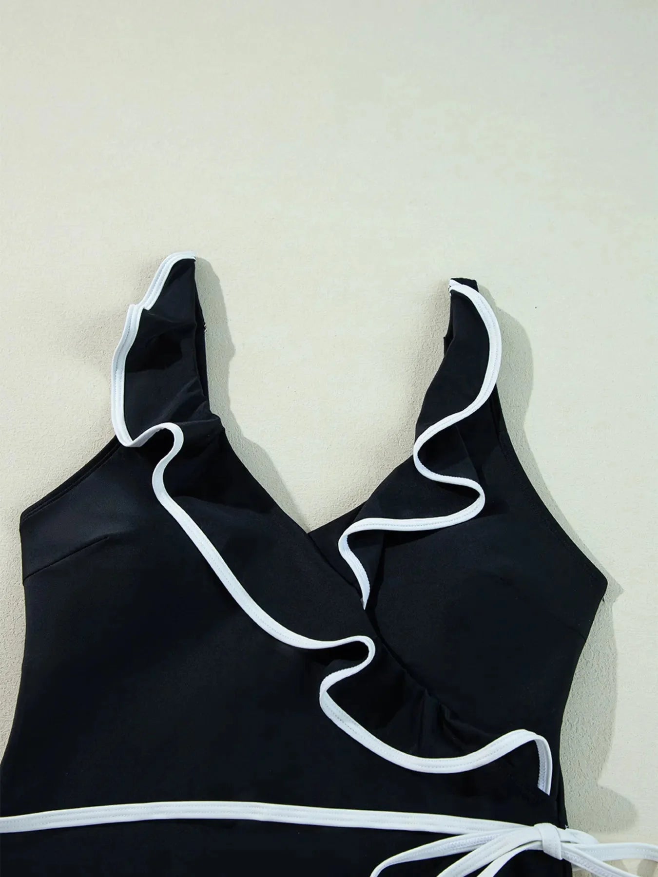 Ruffle Trim V-Neck One-Piece Swimsuit