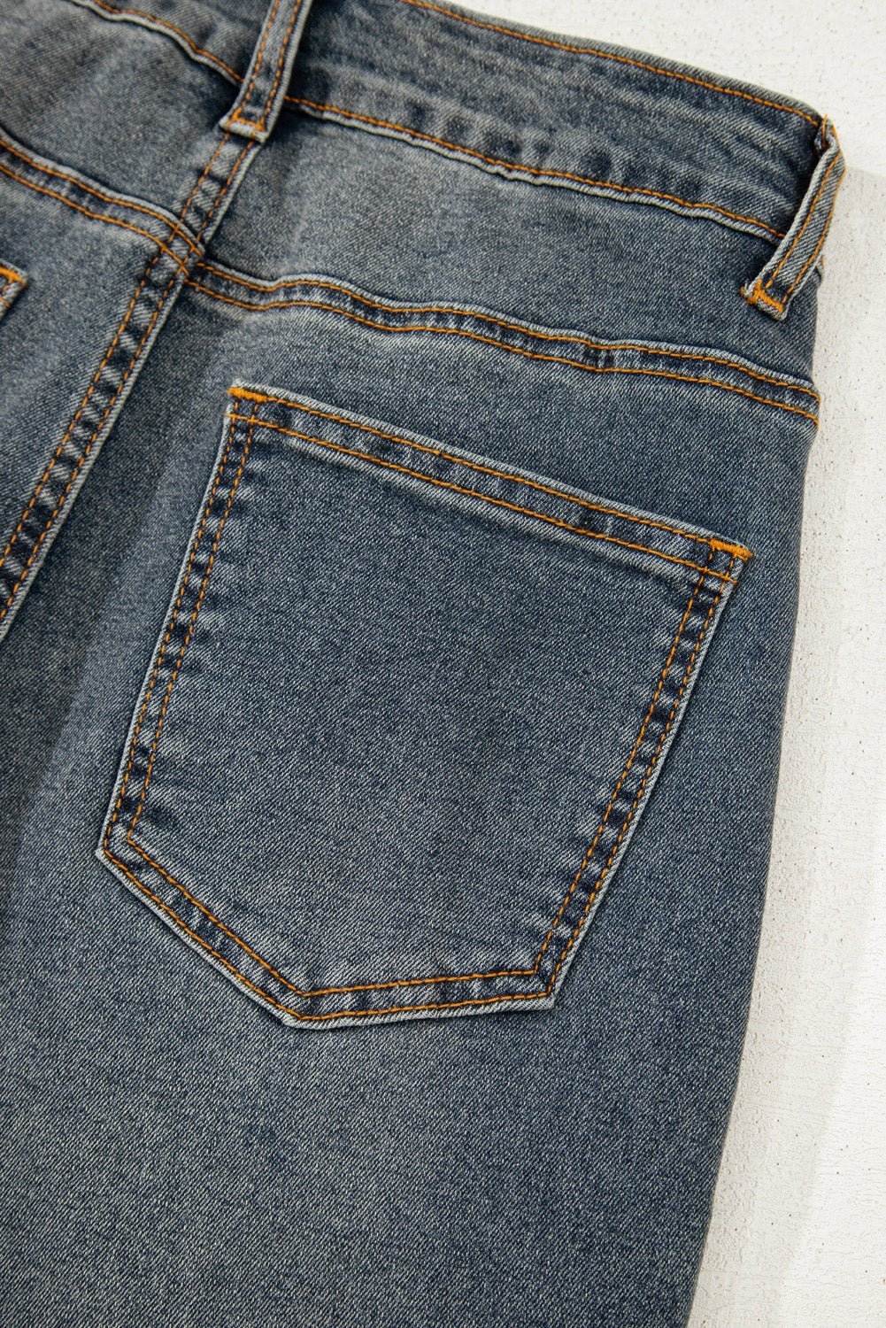 Sail Blue Criss Cross Straight Leg High Waist Jeans