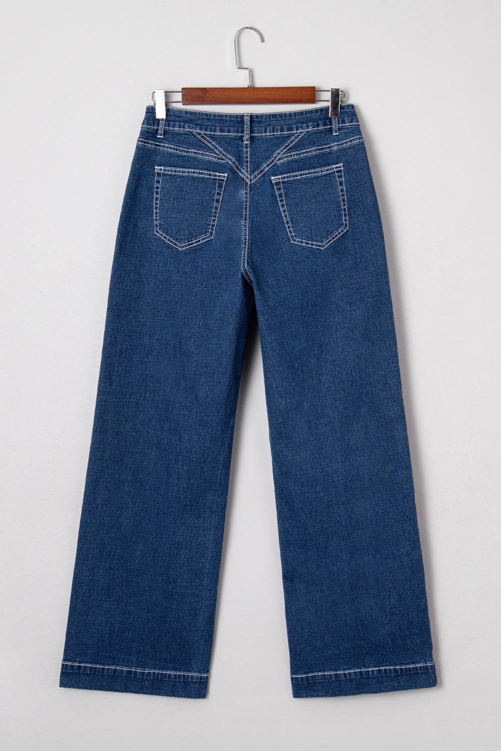 Sail Blue Stitched Waist Detail Cuffed Jeans