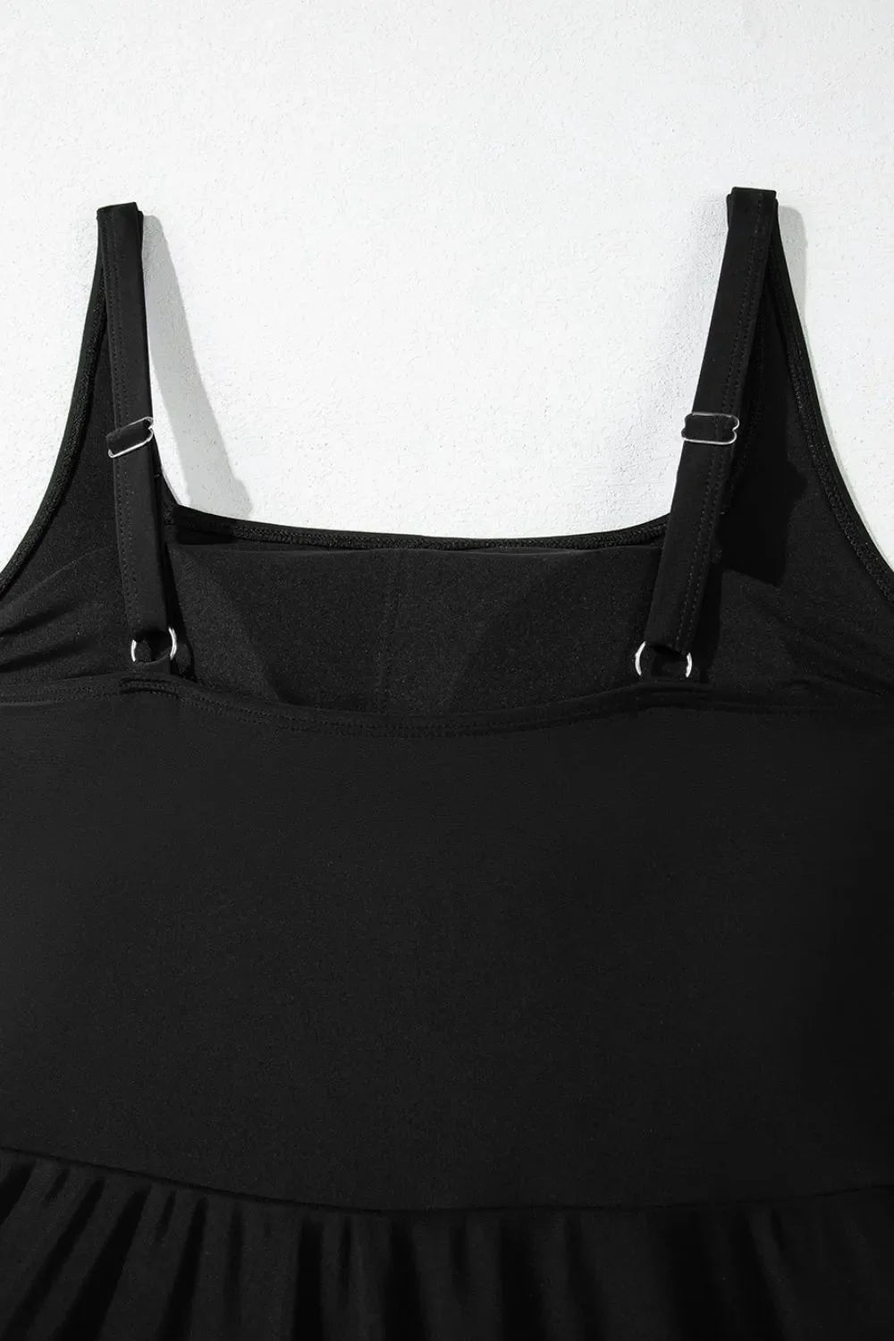 Side Tied Waist Square Neck Adjustable Straps A-line One Piece Swim Dress