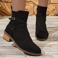 Side Zip Block Heels Boots