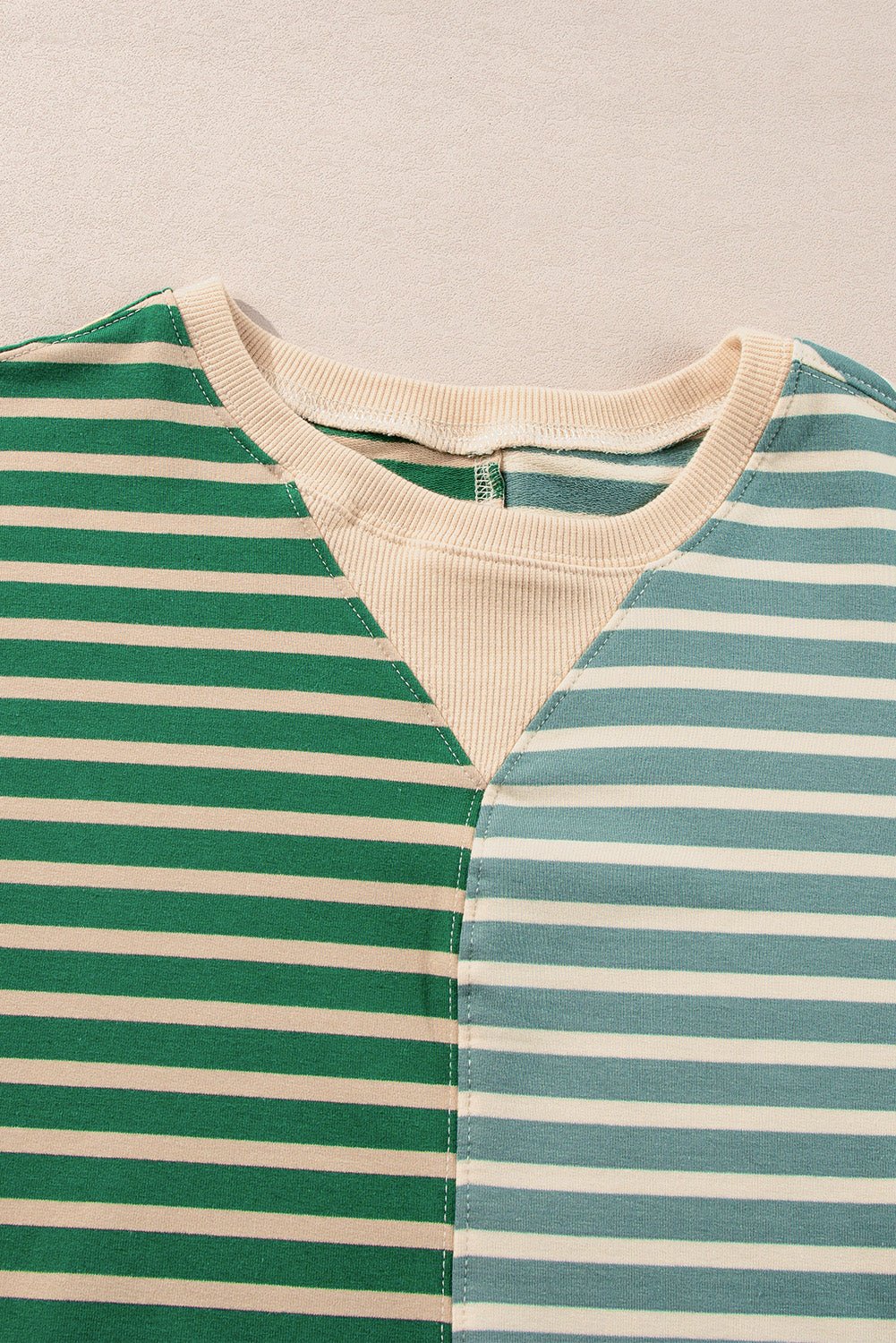 Sky Blue Stripe Colorblock Drop Shoulder Oversize Sweatshirt