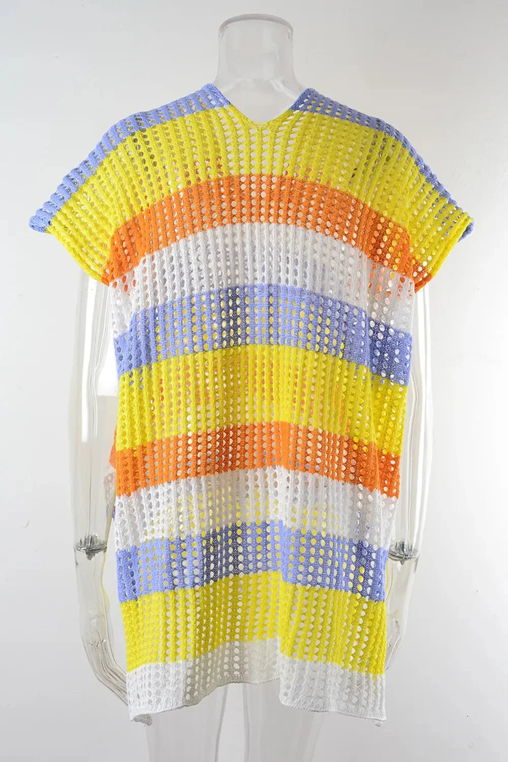 Slit Color Block V-Neck Cover-Up