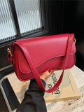 Solid Color Leather Crossbody Bag