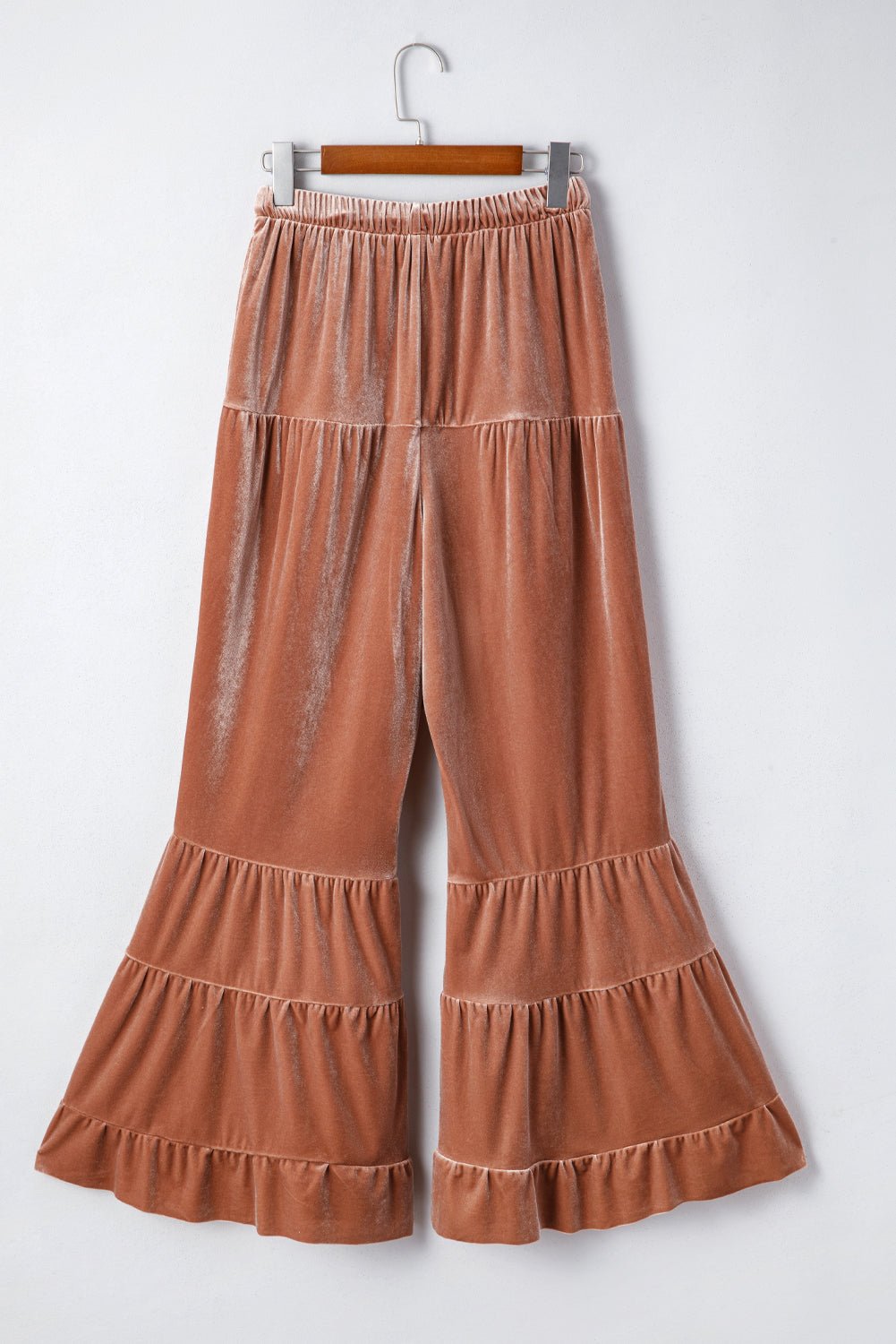 Mineral Wash Lace-up High Waist Tiered Flared Pants