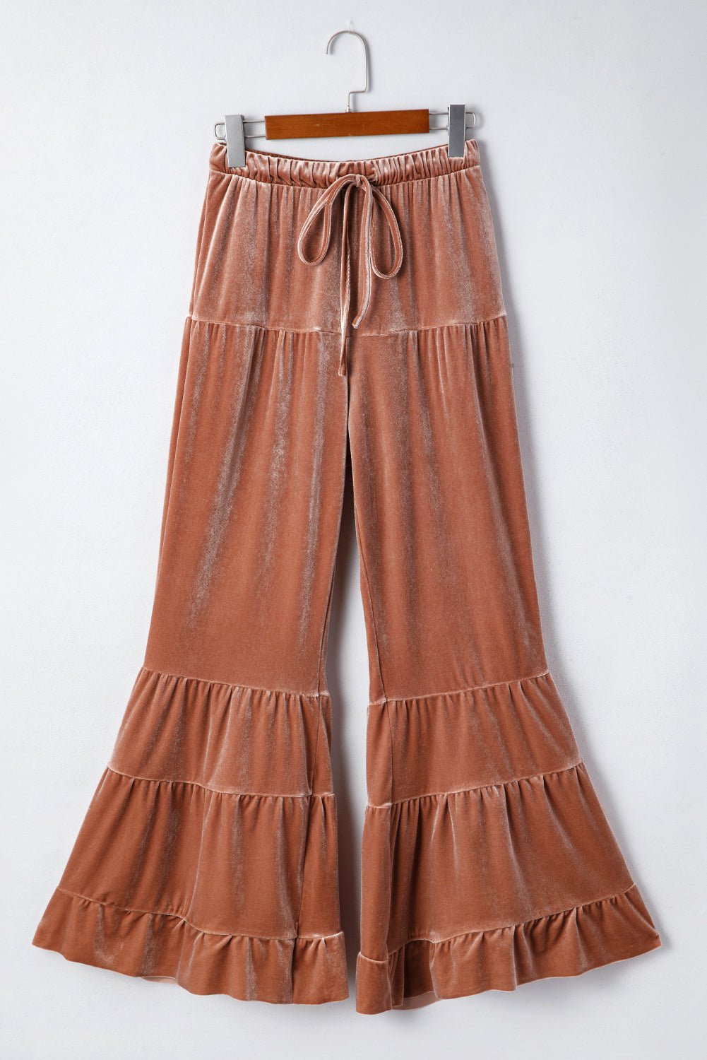 Mineral Wash Lace-up High Waist Tiered Flared Pants