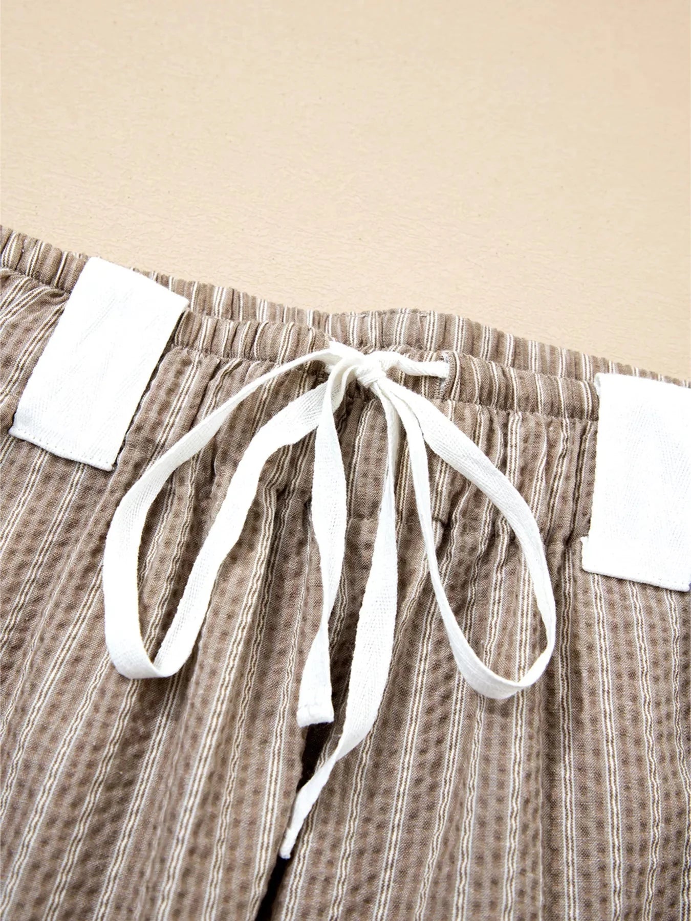 Stripe Drawstring Cargo Jogger Pants with Pockets