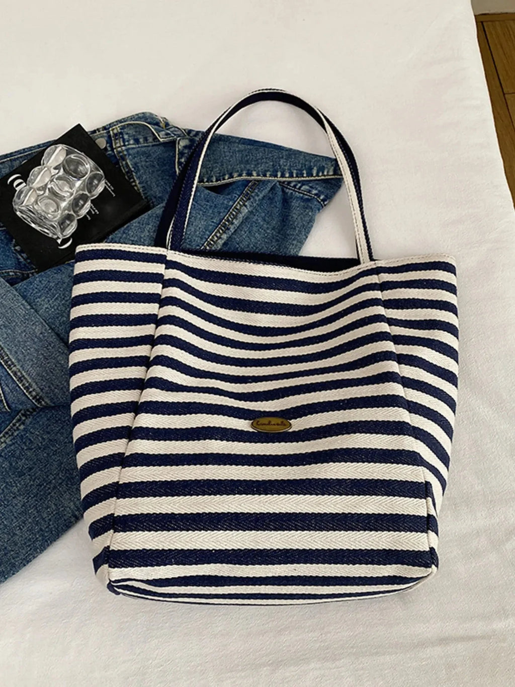 Striped Canvas Tote Bag