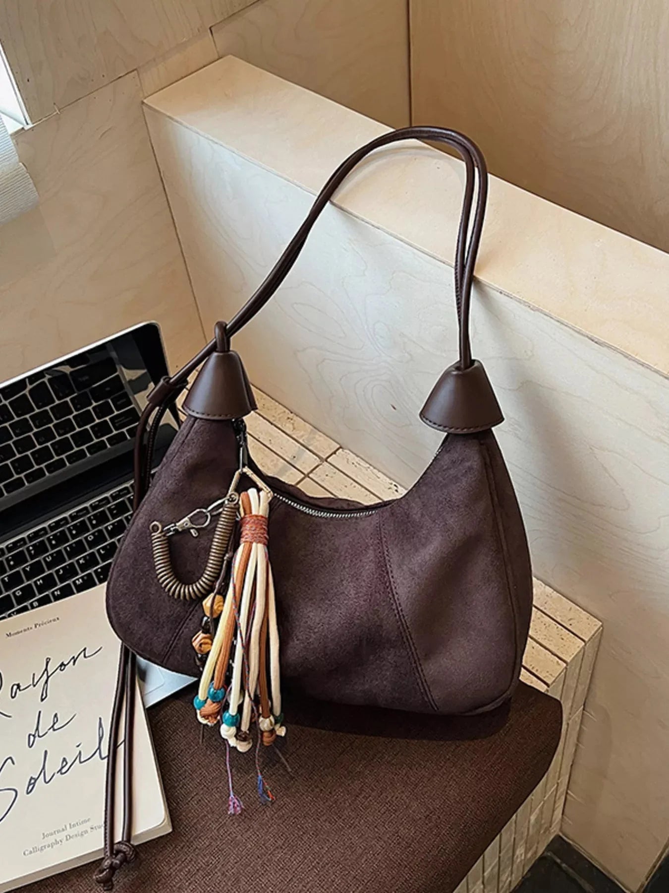 Vintage Suede Tassel Shoulder Bag
