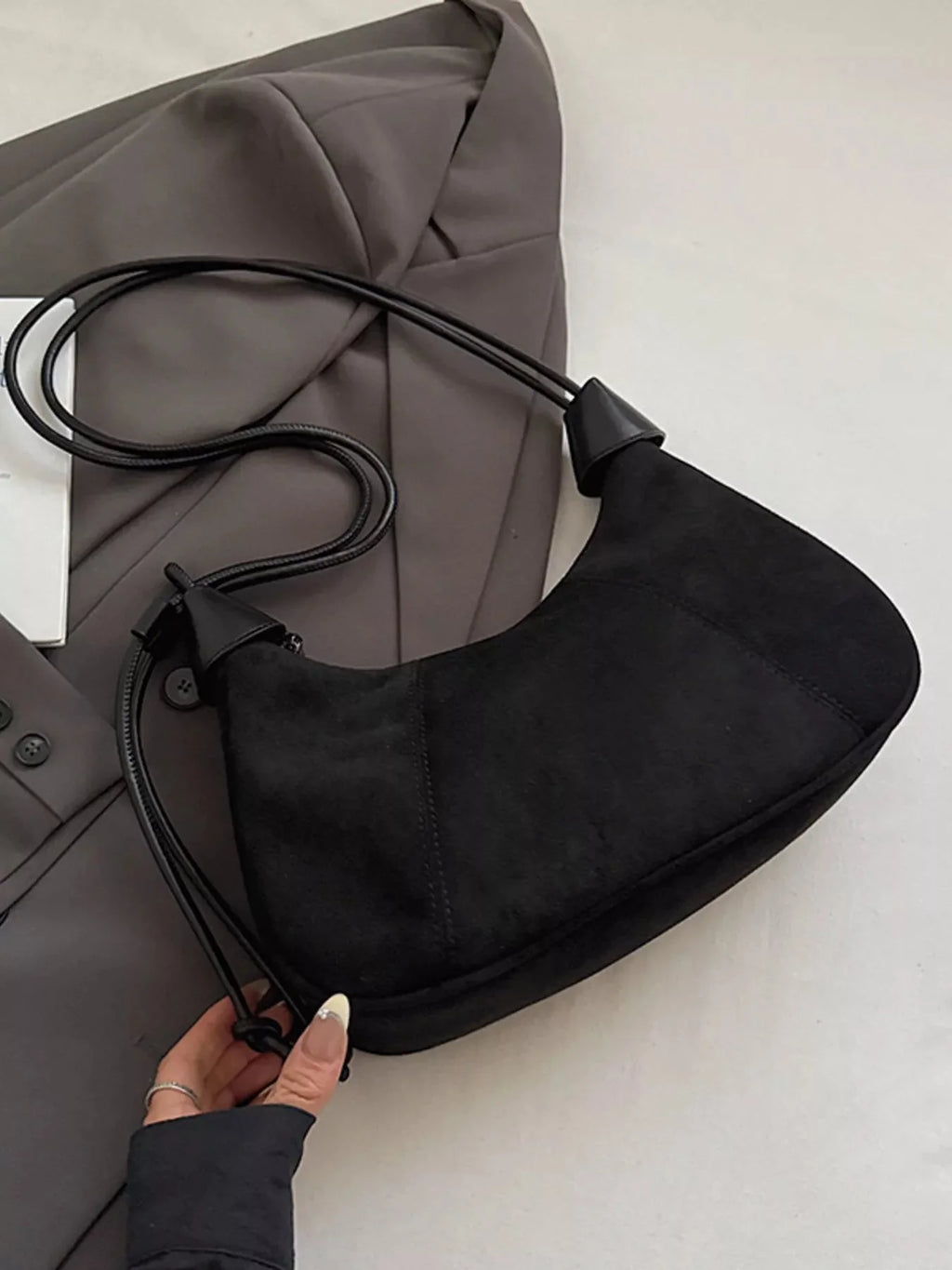Vintage Suede Tassel Shoulder Bag