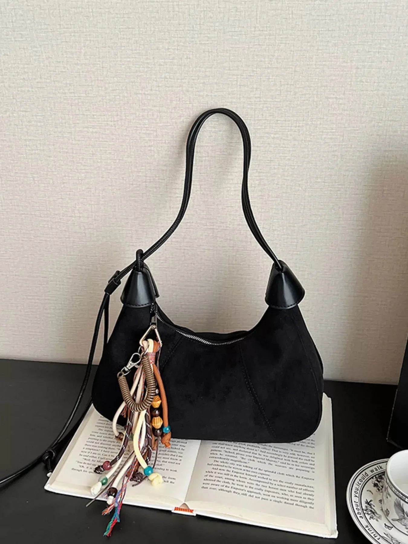 Vintage Suede Tassel Shoulder Bag