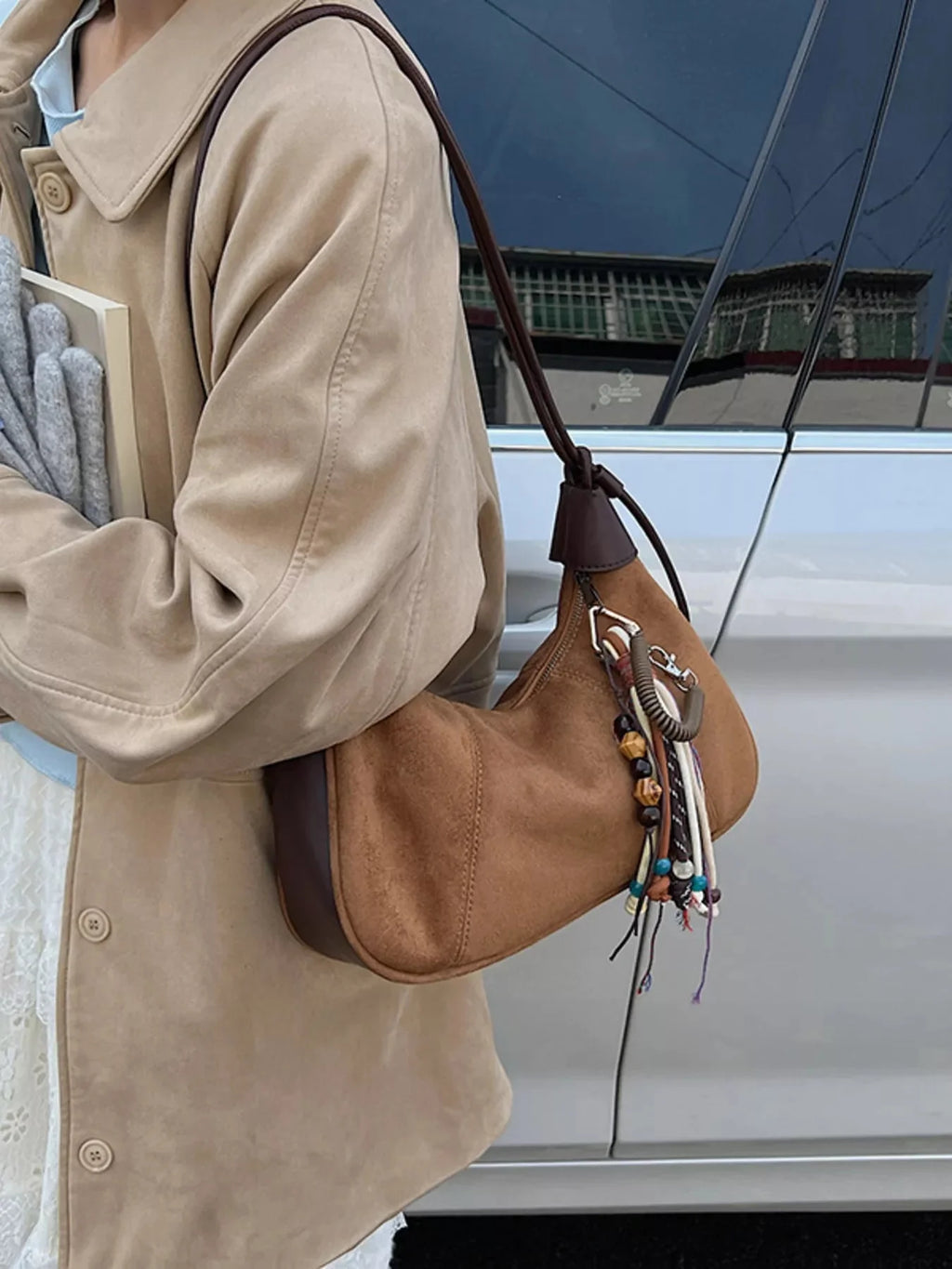 Vintage Suede Tassel Shoulder Bag