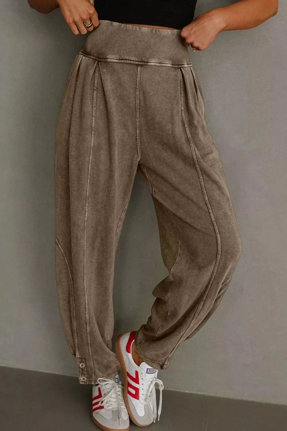 Vintage Wash High-Waisted Balloon Pants