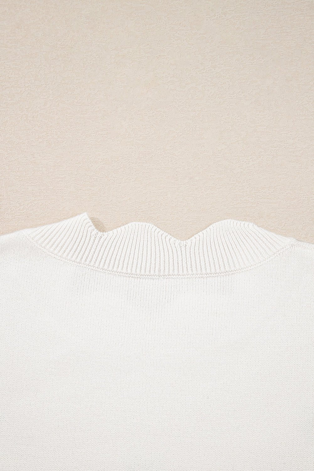 White Floral Embroidered Scallop Hem Cropped Sweater