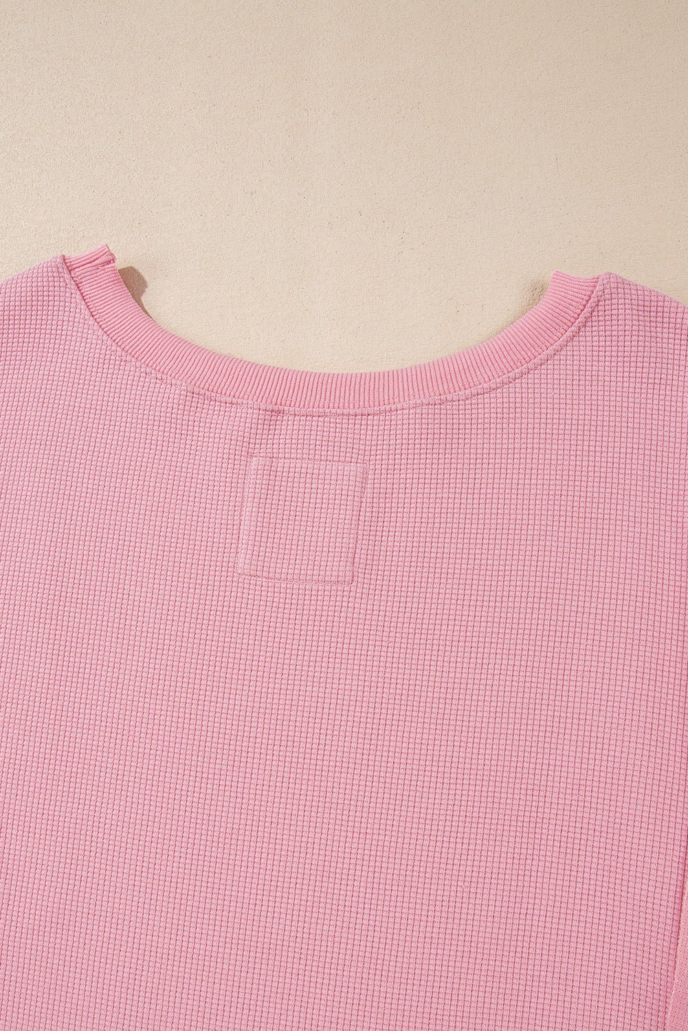 White Waffle Bishop Sleeve Split Oversized Sweatshirt