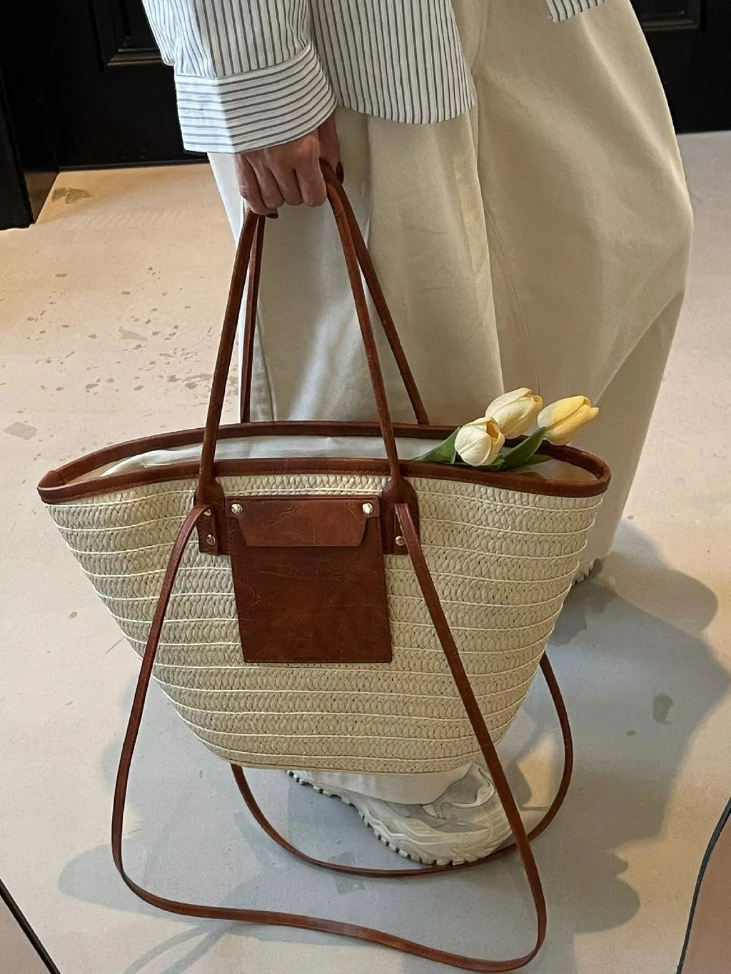 Woven Straw Tote Bag
